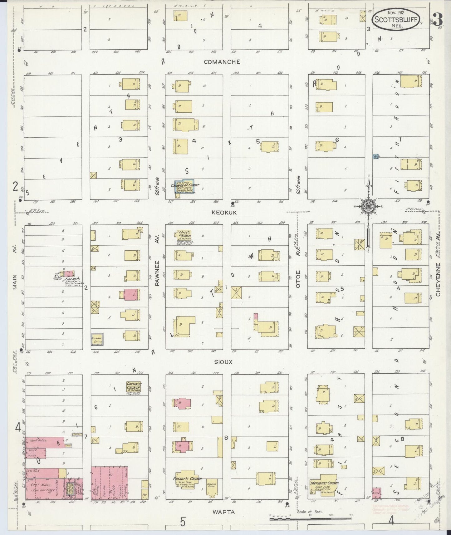 Sanborn Fire Insurance Map from Scottsbluff, Scotts Bluff County, Nebraska (1912), Sheet #0003 - Complete Map Set gallery image, historic Sanborn map, vintage wall art, Nebraska Nebraska
