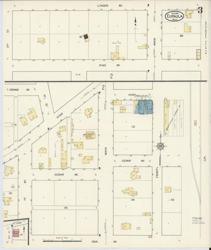 Sanborn Fire Insurance Map from Eufala, McIntosch County, Oklahoma (1916), Sheet #0003 - Complete Map Set gallery image, historic Sanborn map, vintage wall art, Oklahoma Oklahoma