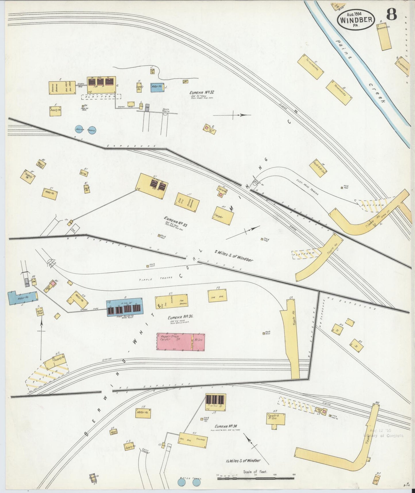Sanborn Fire Insurance Map from Windber, Somerset County, Pennsylvania (1904), Sheet #0008 - Complete Map Set gallery image, historic Sanborn map, vintage wall art, Pennsylvania Pennsylvania
