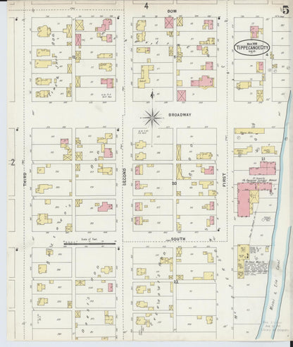 Sanborn Fire Insurance Map from Tipp City, Miami County, Ohio (1898), Sheet #0005 - Complete Map Set gallery image, historic Sanborn map, vintage wall art, Ohio Ohio
