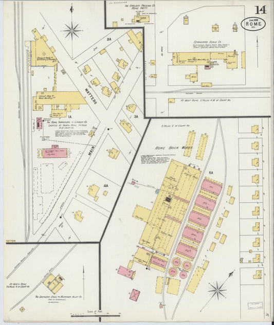 Sanborn Fire Insurance Map from Rome, Floyd County, Georgia (1898), Sheet #0014 - Historic Sanborn Fire Insurance Map Print, vintage old map wall art, antique decor, genealogy gift, Georgia Georgia map