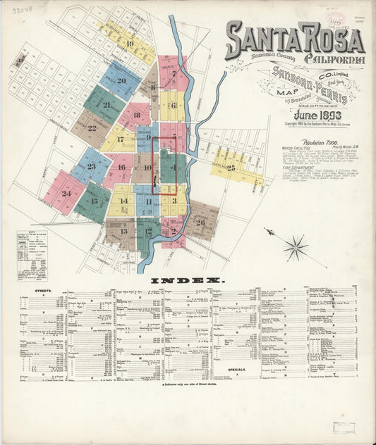 Sanborn Fire Insurance Map from Santa Rosa, Sonoma County, California. (1893) – Historic Sanborn Fire Insurance Map Print