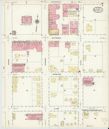 Sanborn Fire Insurance Map from Quincy, Gadsden County, Florida (1913), Sheet #0007 - Historic Sanborn Fire Insurance Map Print, vintage old map wall art, antique decor, genealogy gift, Florida Florida map