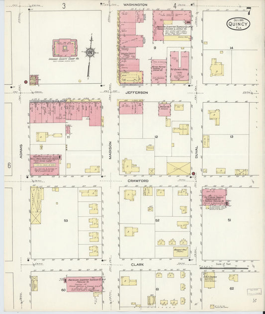 Sanborn Fire Insurance Map from Quincy, Gadsden County, Florida (1913), Sheet #0007 - Historic Sanborn Fire Insurance Map Print, vintage old map wall art, antique decor, genealogy gift, Florida Florida map