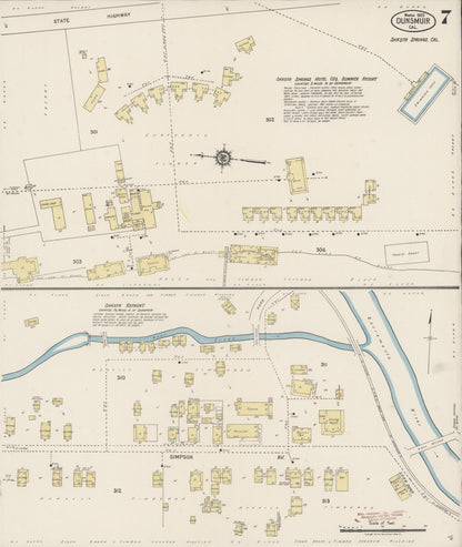 Sanborn Fire Insurance Map from Dunsmuir, Siskiyou County, California (1920), Sheet #0007 - Historic Sanborn Fire Insurance Map Print, vintage old map wall art, antique decor, genealogy gift, California California map