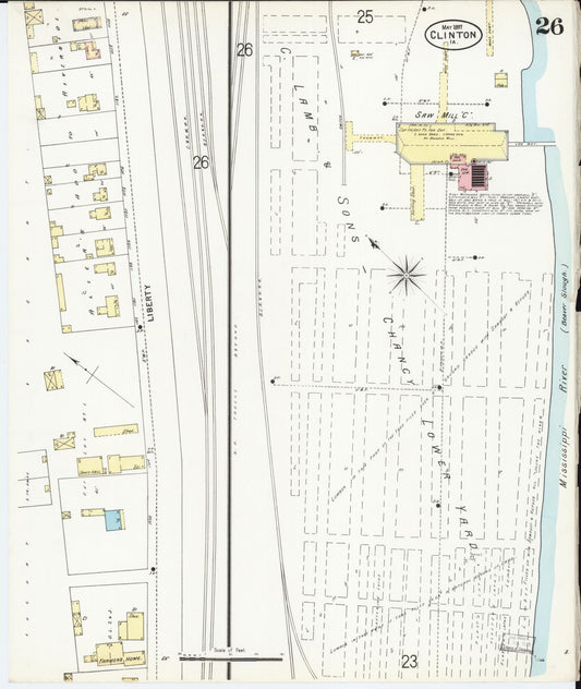Sanborn Fire Insurance Map from Clinton, Clinton County, Iowa (1897), Sheet #0026 - Historic Sanborn Fire Insurance Map Print, vintage old map wall art