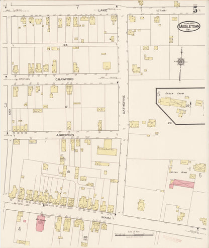 Sanborn Fire Insurance Map from Middletown, New Castle County, Delaware (1922), Sheet #0005 - Complete Map Set gallery image, historic Sanborn map, vintage wall art, Delaware Delaware