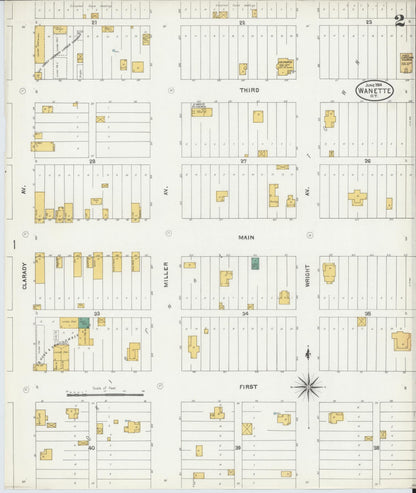 Sanborn Fire Insurance Map from Wanette, Pottawatomie County, Oklahoma (1904), Sheet #0002 - Complete Map Set gallery image, historic Sanborn map, vintage wall art, Oklahoma Oklahoma