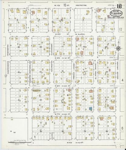 Sanborn Fire Insurance Map from Plainview, Hale County, Texas (1921), Sheet #0018 - Complete Map Set gallery image, historic Sanborn map, vintage wall art, Texas Texas