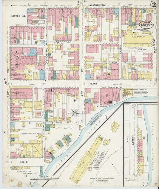 Sanborn Fire Insurance Map from Easton, Northampton County, Pennsylvania (1897), Sheet #0002 - Historic Sanborn Fire Insurance Map Print, vintage old map wall art, antique decor, genealogy gift, Pennsylvania Pennsylvania map