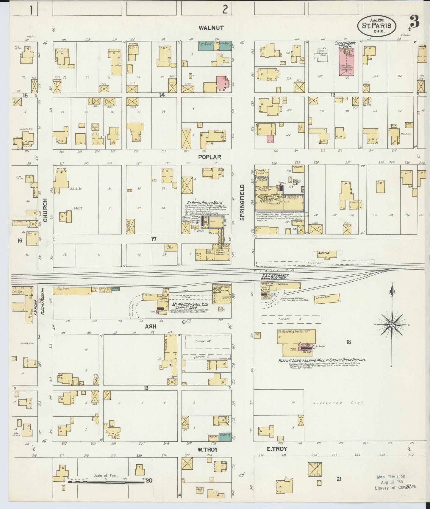 Sanborn Fire Insurance Map from Saint Paris, Champaign County, Ohio (1901), Sheet #0003 - Complete Map Set gallery image, historic Sanborn map, vintage wall art, Ohio Ohio