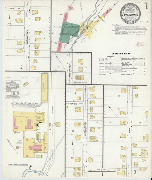 Sanborn Fire Insurance Map from Fairchange, Fayette County, Pennsylvania (1911), Sheet #0001 - Historic Sanborn Fire Insurance Map Print, vintage old map wall art, antique decor, genealogy gift, Pennsylvania Pennsylvania map