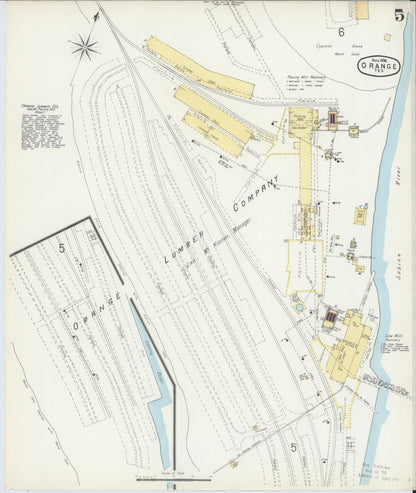 Sanborn Fire Insurance Map from Orange, Orange County, Texas (1896), Sheet #0005 - Complete Map Set gallery image, historic Sanborn map, vintage wall art, Texas Texas