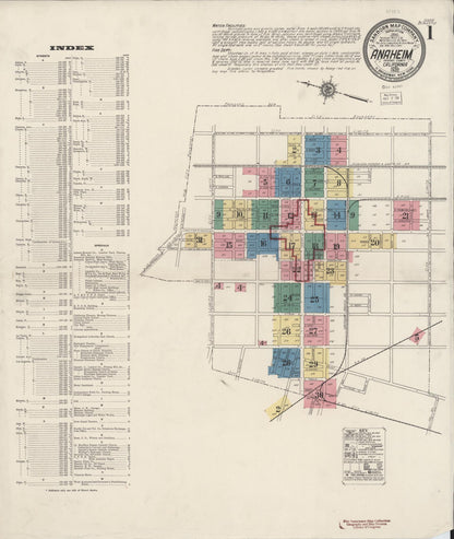Sanborn Fire Insurance Map from Anaheim, Orange County, California (1922), Sheet #0001 - Historic Sanborn Fire Insurance Map Print, vintage old map wall art, antique decor, genealogy gift, California California map
