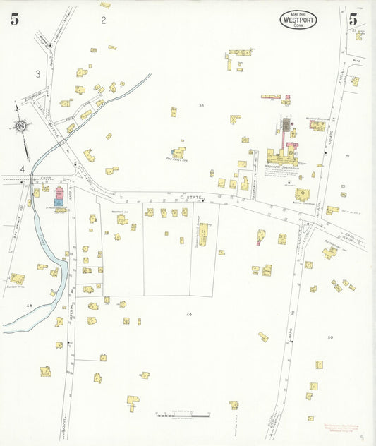 Sanborn Fire Insurance Map from Westport, Fairfield County, Connecticut (1931), Sheet #0005 - Historic Sanborn Fire Insurance Map Print, vintage old map wall art, antique decor, genealogy gift, Connecticut Connecticut map