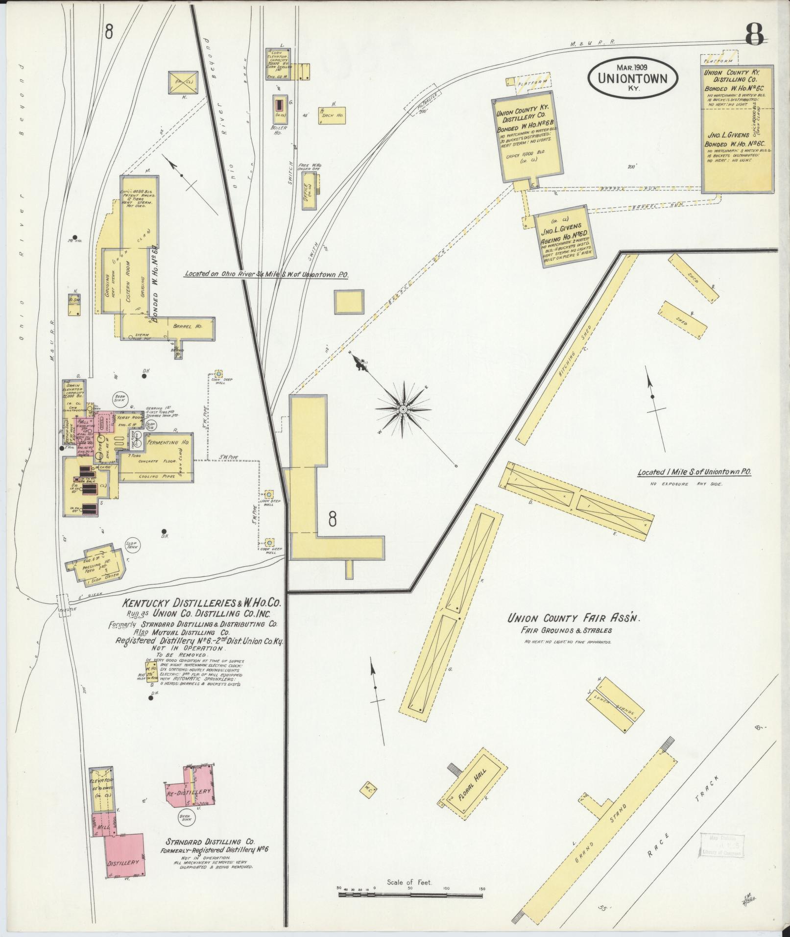 Sanborn Fire Insurance Map from Uniontown, Union County, Kentucky (1909), Sheet #0008 - Complete Map Set gallery image, historic Sanborn map, vintage wall art, Kentucky Kentucky