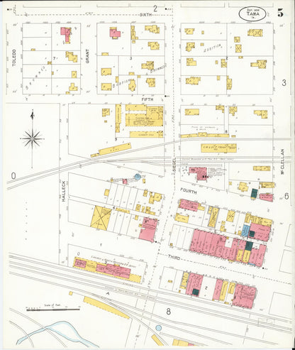 Sanborn Fire Insurance Map from Tama, Tama County, Iowa (1906), Sheet #0005 - Historic Sanborn Fire Insurance Map Print, vintage old map wall art
