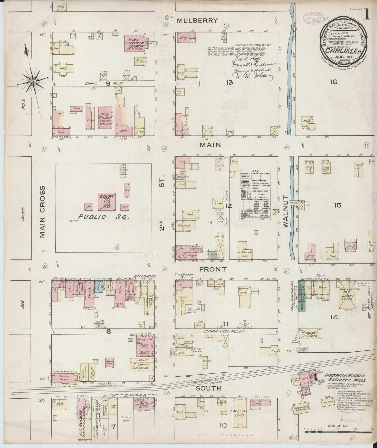 Sanborn Fire Insurance Map from Carlisle, Nicholas County, Kentucky. (1886) – Historic Sanborn Fire Insurance Map Print
