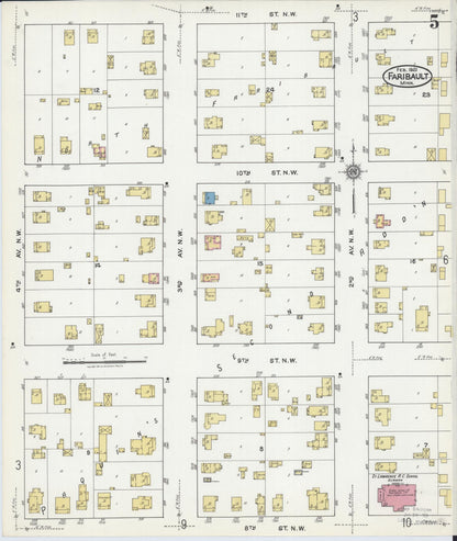 Sanborn Fire Insurance Map from Faribault, Rice County, Minnesota (1921), Sheet #0005 - Complete Map Set gallery image, historic Sanborn map, vintage wall art, Minnesota Minnesota