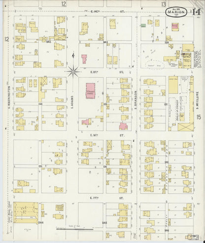 Sanborn Fire Insurance Map from Marion, Grant County, Indiana (1896), Sheet #0014 - Historic Sanborn Fire Insurance Map Print, vintage old map wall art, antique decor, genealogy gift, Indiana Indiana map