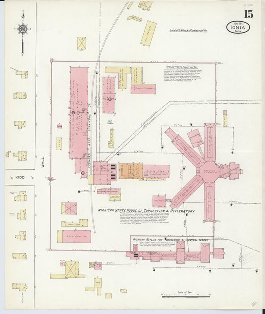 Sanborn Fire Insurance Map from Ionia, Ionia County, Michigan (1914), Sheet #0015 - Historic Sanborn Fire Insurance Map Print, vintage old map wall art, antique decor, genealogy gift, Michigan Michigan map