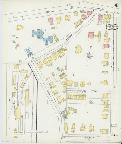 Sanborn Fire Insurance Map from Princeton, Mercer County, New Jersey (1895), Sheet #0004 - Complete Map Set gallery image, historic Sanborn map, vintage wall art, New Jersey New Jersey