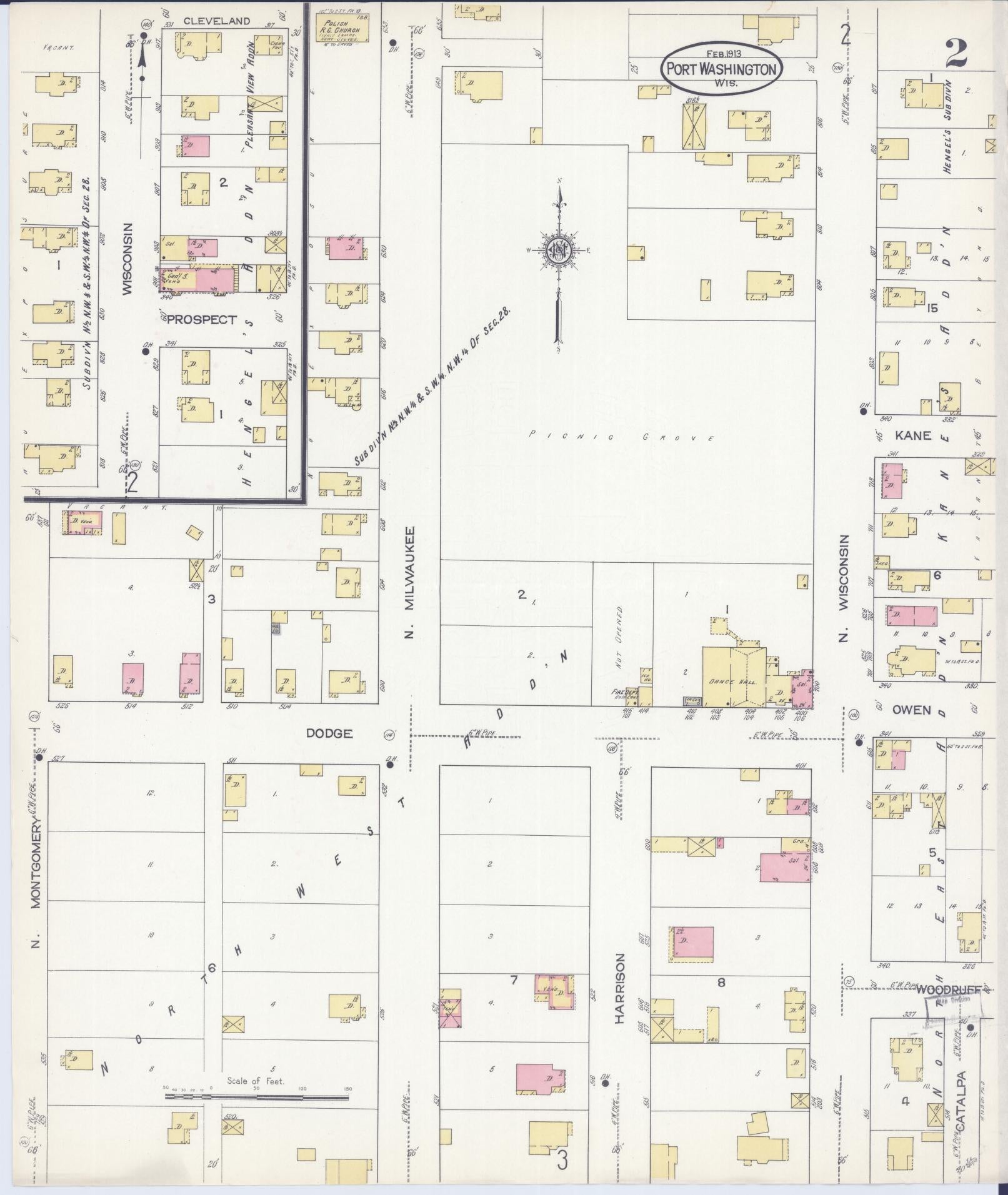 Sanborn Fire Insurance Map from Port Washington, Ozaukee County, Wisconsin (1913), Sheet #0002 - Complete Map Set gallery image, historic Sanborn map, vintage wall art, Wisconsin Wisconsin