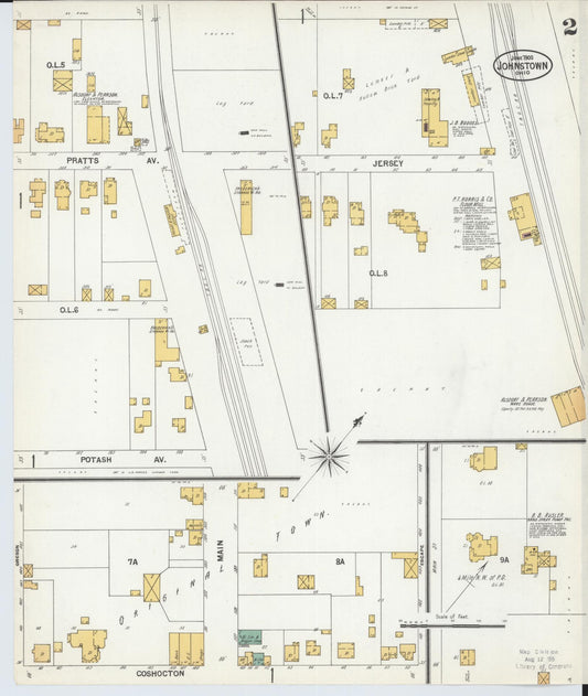 Sanborn Fire Insurance Map from Johnstown, Licking County, Ohio (1900), Sheet #0002 - Historic Sanborn Fire Insurance Map Print, vintage old map wall art, antique decor, genealogy gift, Ohio Ohio map