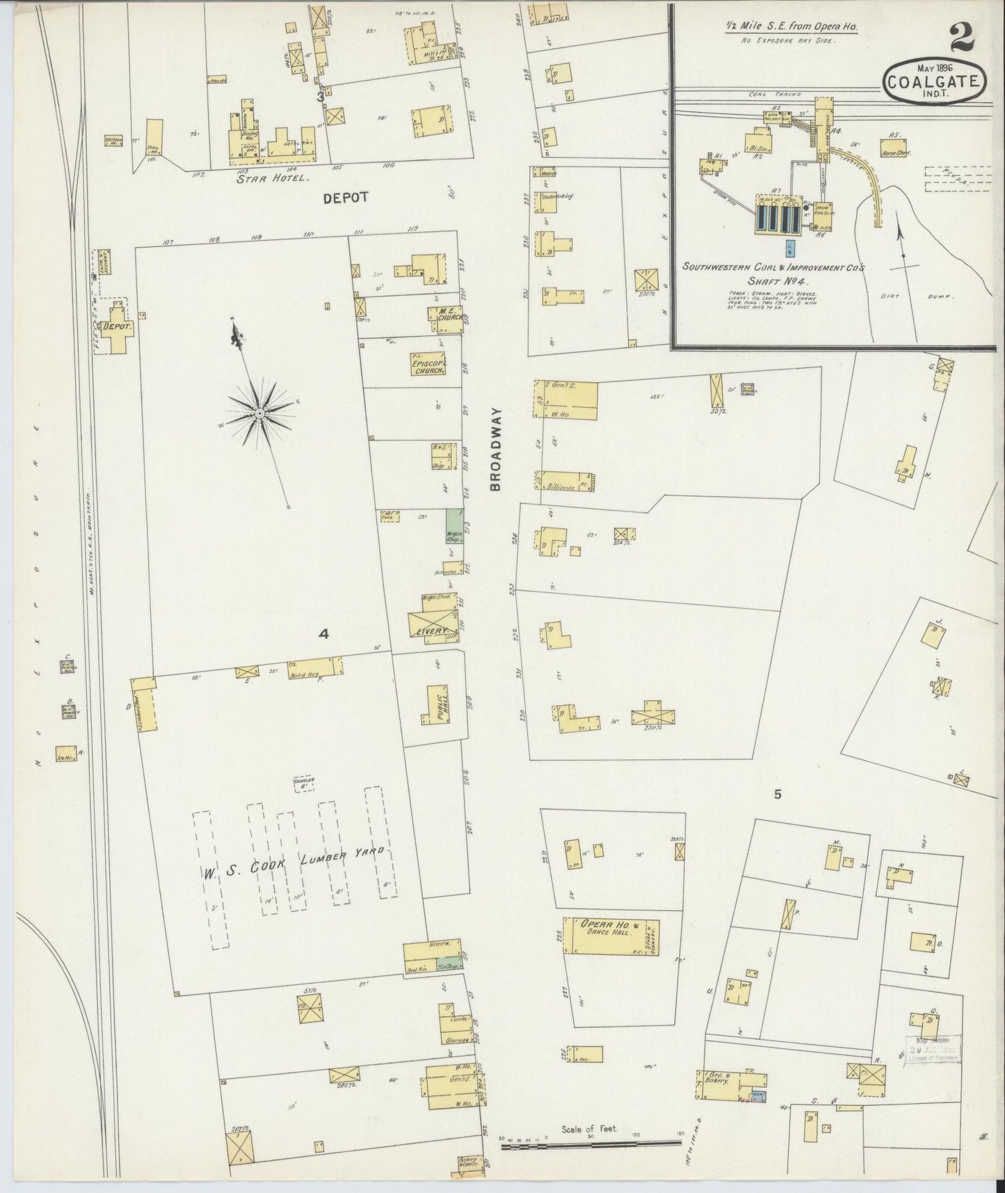Sanborn Fire Insurance Map from Coalgate, Coal County, Oklahoma (1896), Sheet #0002 - Complete Map Set gallery image, historic Sanborn map, vintage wall art, Oklahoma Oklahoma