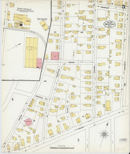 Sanborn Fire Insurance Map from Medford, Middlesex County, Massachusetts (1903), Sheet #0005 - Complete Map Set gallery image, historic Sanborn map, vintage wall art, Massachusetts Massachusetts