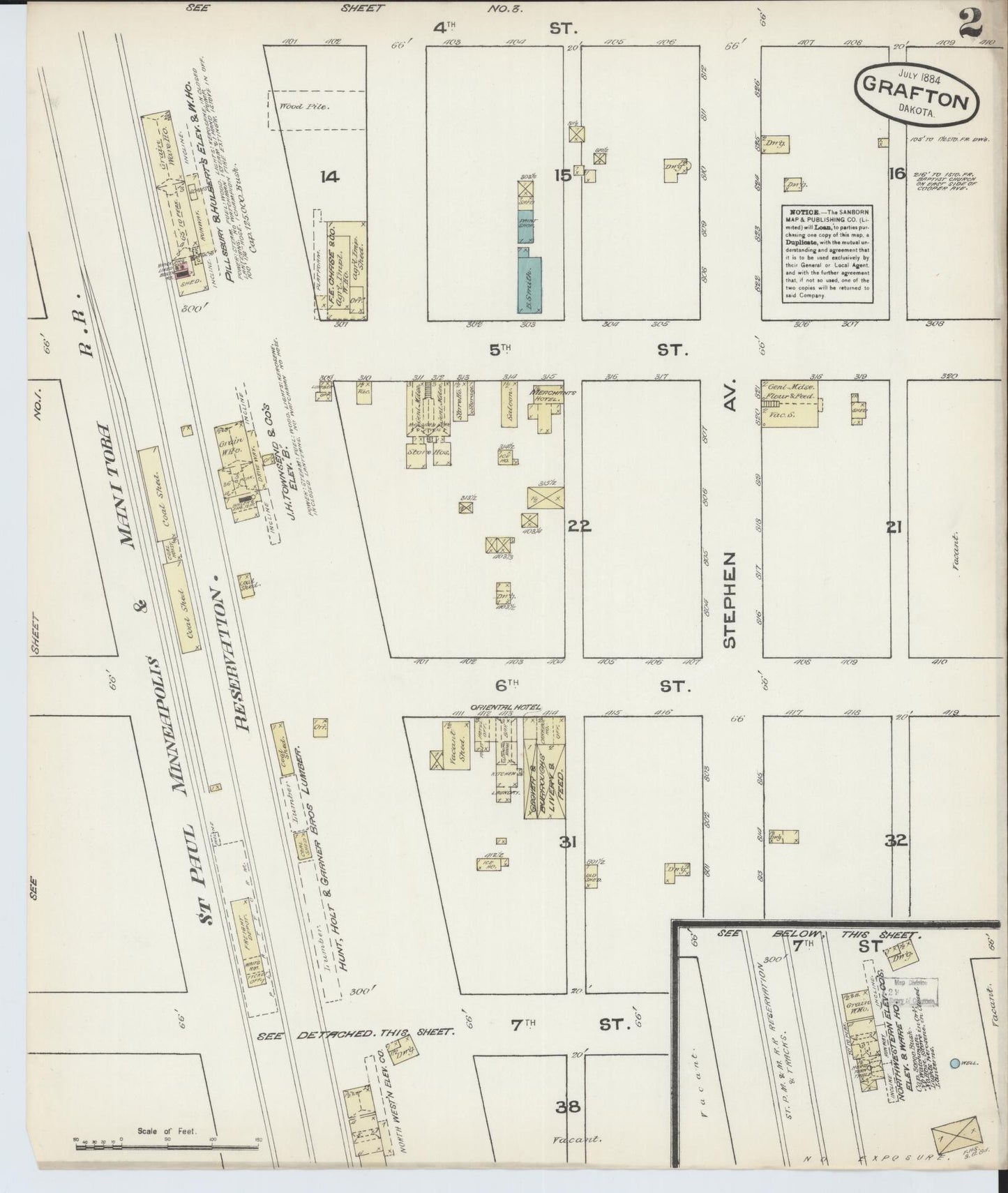 Sanborn Fire Insurance Map from Grafton, Walsh County, North Dakota (1884), Sheet #0002 - Historic Sanborn Fire Insurance Map Print, vintage old map wall art, antique decor, genealogy gift, North Dakota North Dakota map