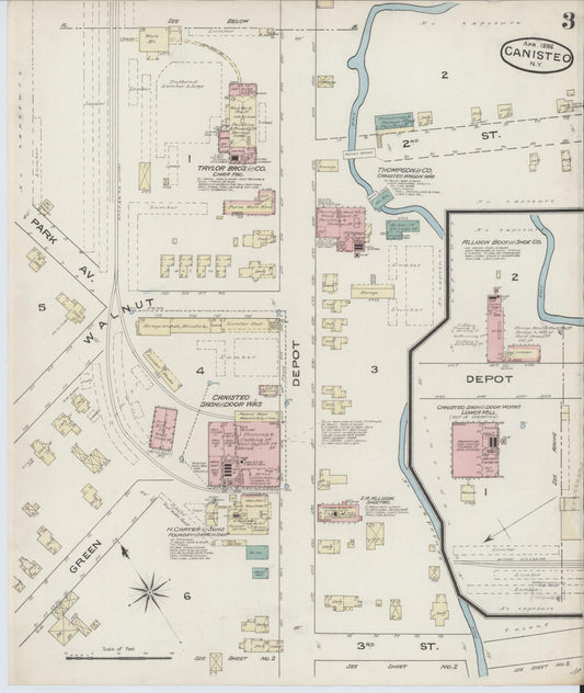 Sanborn Fire Insurance Map from Canisteo, Steuben County, New York (1886), Sheet #0003 - Historic Sanborn Fire Insurance Map Print, vintage old map wall art, antique decor, genealogy gift, New York New York map
