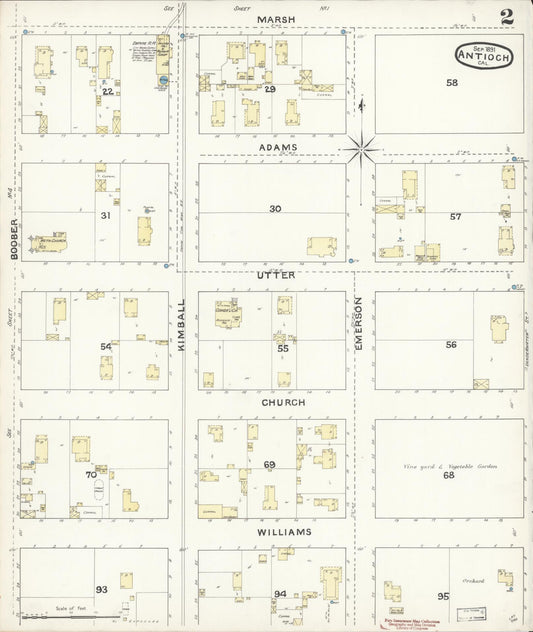 Sanborn Fire Insurance Map from Antioch, Contra Costa County, California (1891), Sheet #0002 - Historic Sanborn Fire Insurance Map Print, vintage old map wall art, antique decor, genealogy gift, California California map