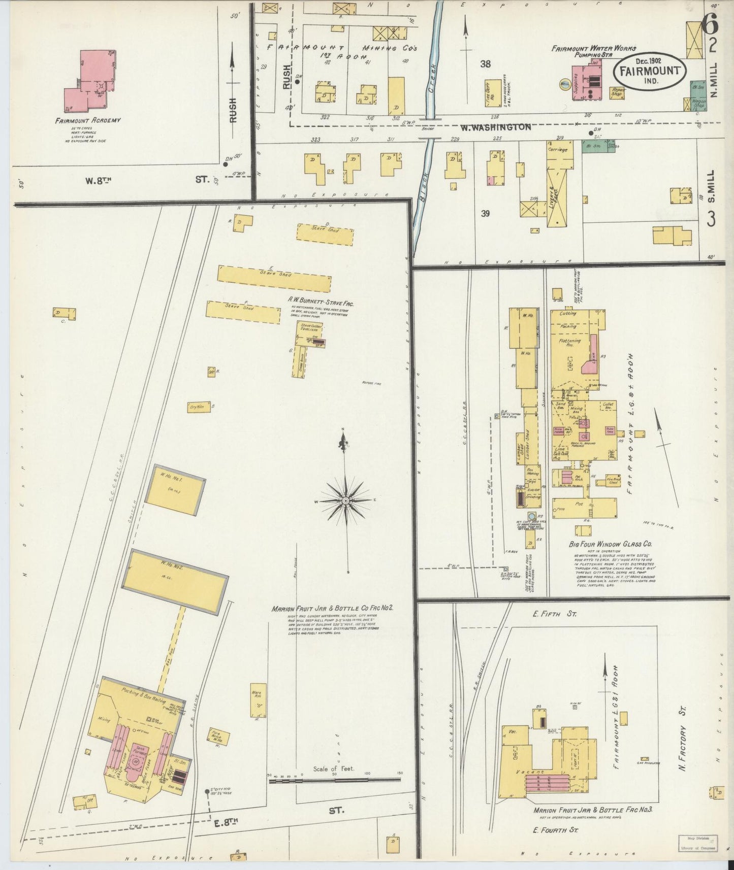 Sanborn Fire Insurance Map from Fairmount, Grant County, Indiana (1902), Sheet #0006 - Complete Map Set gallery image, historic Sanborn map, vintage wall art, Indiana Indiana