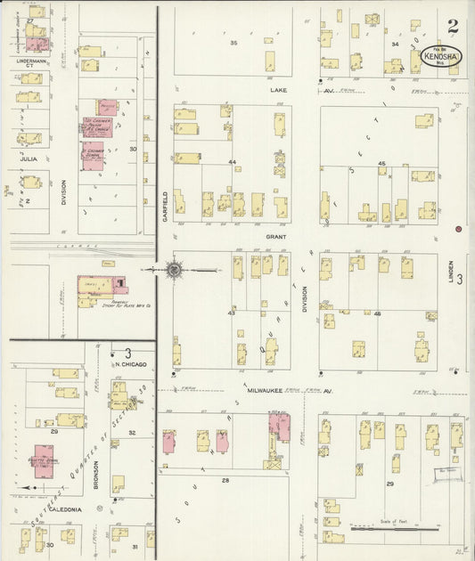 Sanborn Fire Insurance Map from Kenosha, Kenosha County, Wisconsin (1911), Sheet #0002 - Historic Sanborn Fire Insurance Map Print, vintage old map wall art, antique decor, genealogy gift, Wisconsin Wisconsin map