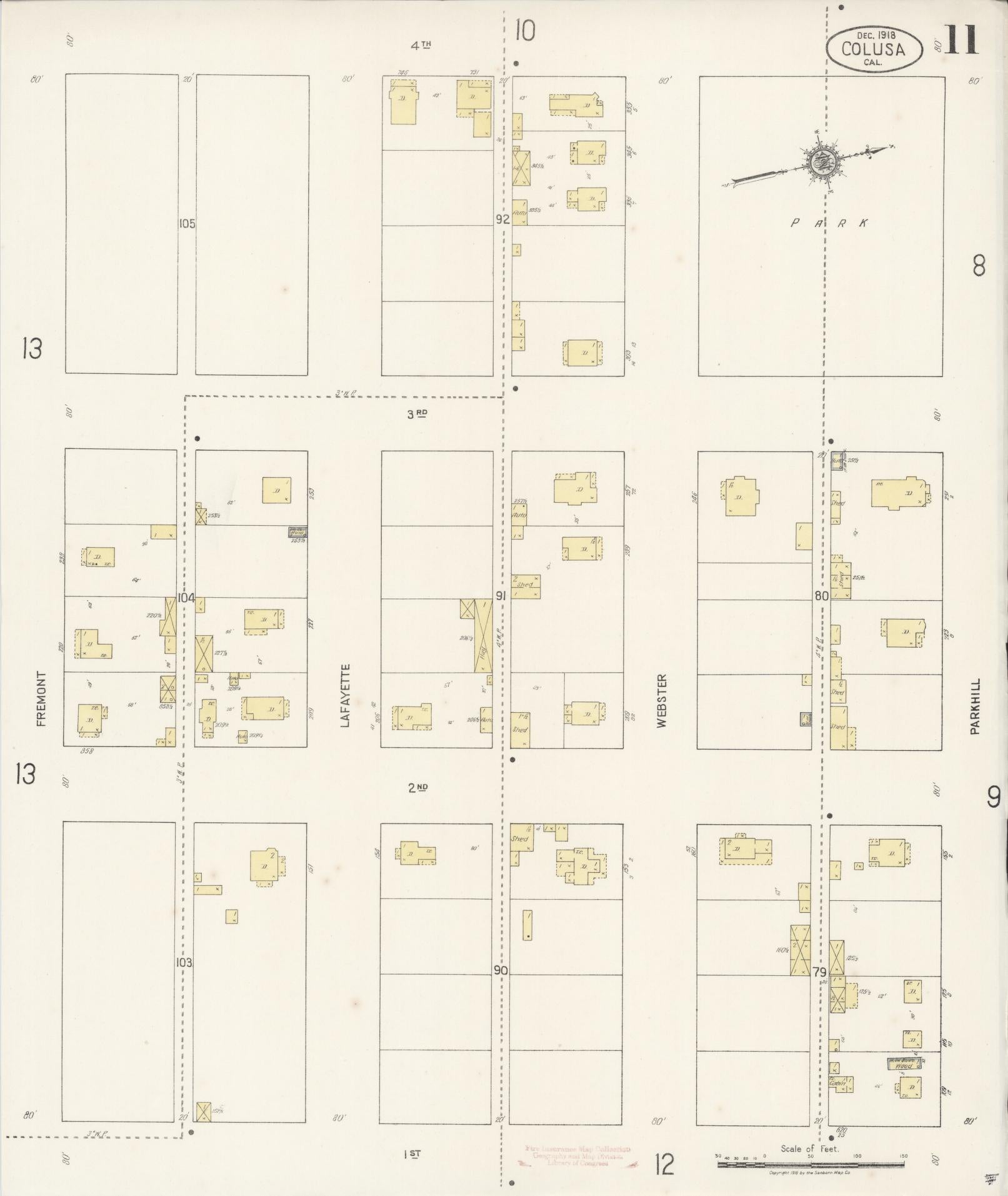 Sanborn Fire Insurance Map from Colusa, Colusa County, California (1918), Sheet #0011 - Complete Map Set gallery image, historic Sanborn map, vintage wall art, California California