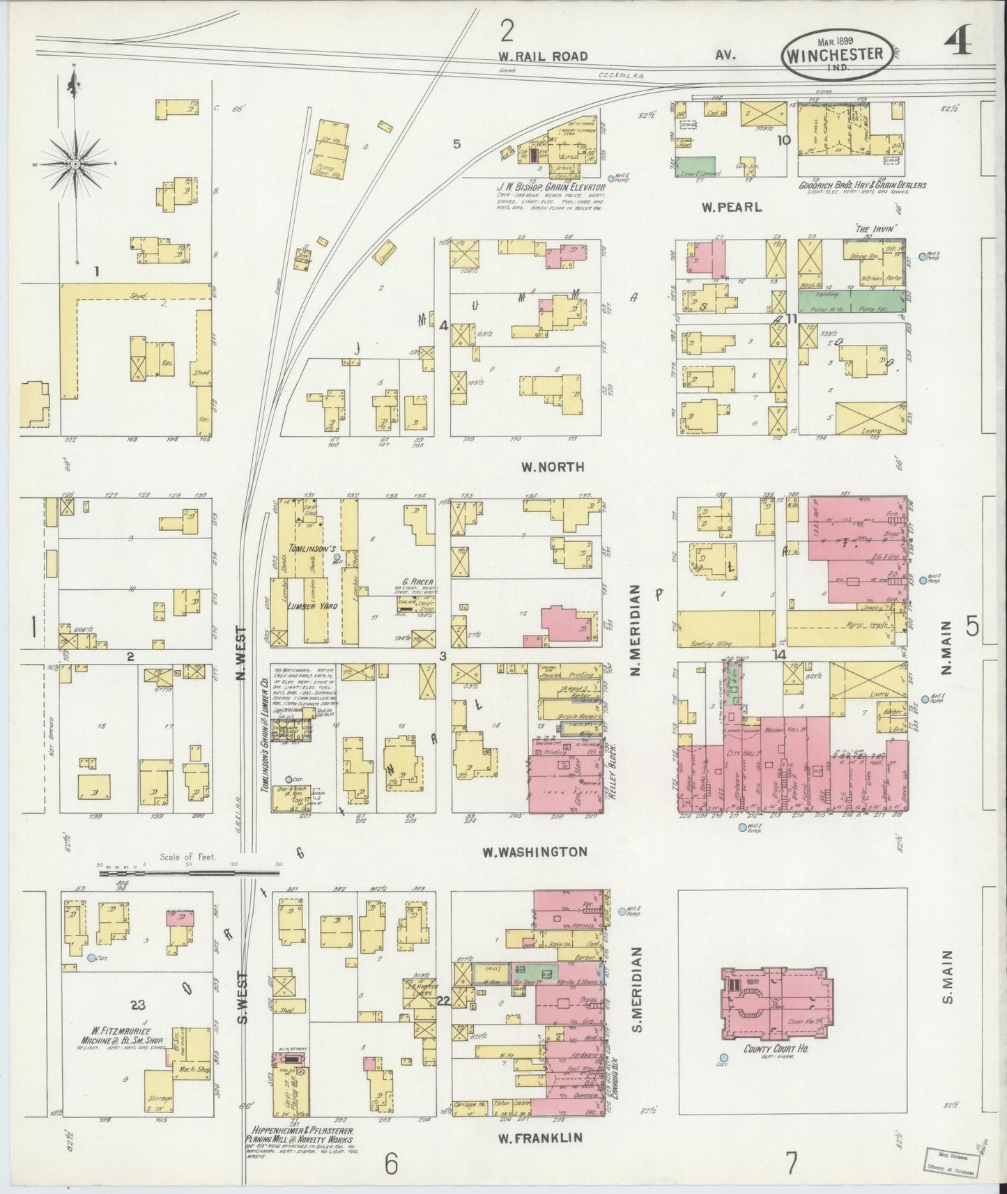 Sanborn Fire Insurance Map from Winchester, Randolph County, Indiana (1899), Sheet #0004 - Complete Map Set gallery image, historic Sanborn map, vintage wall art, Indiana Indiana