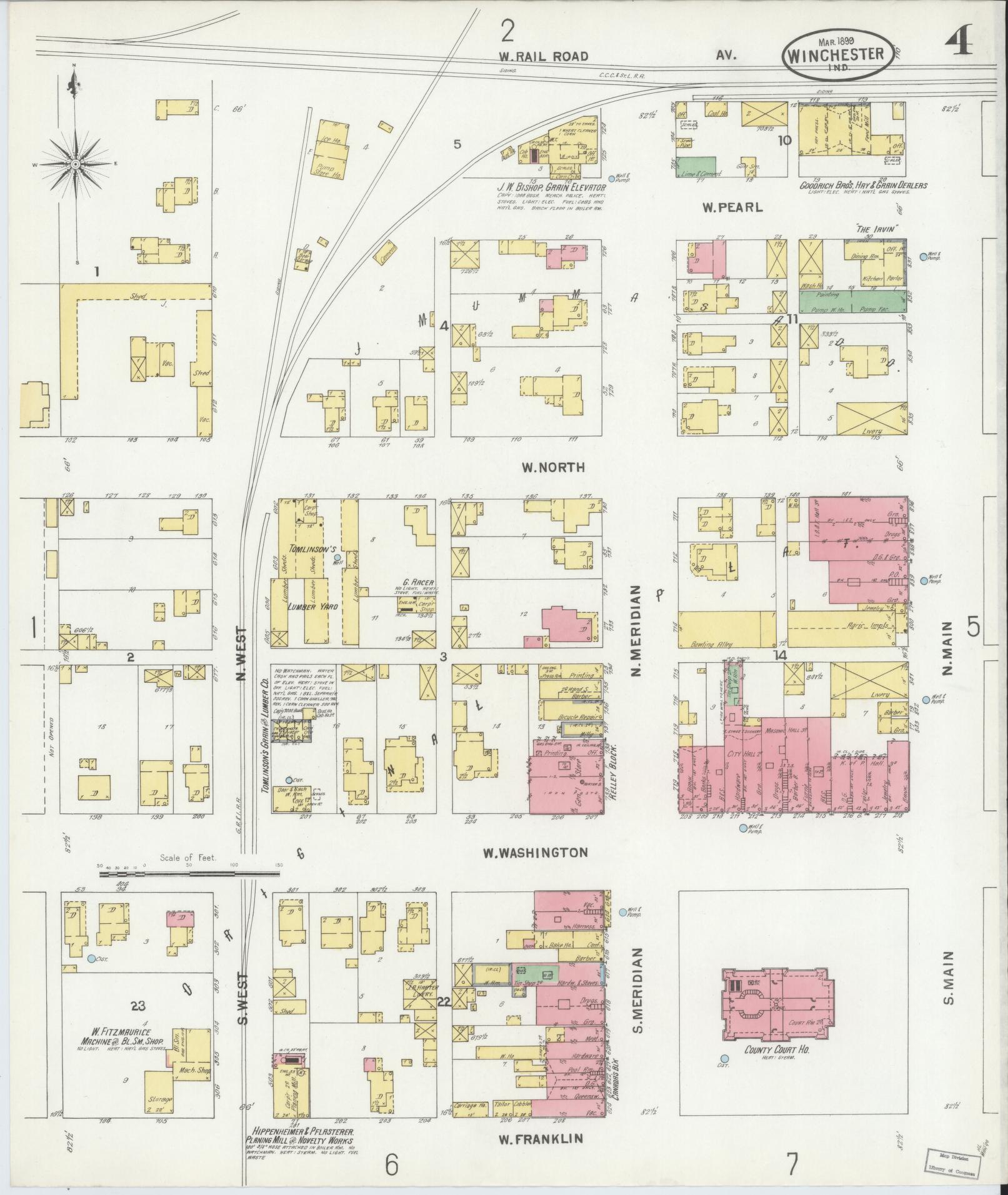 Sanborn Fire Insurance Map from Winchester, Randolph County, Indiana (1899), Sheet #0004 - Complete Map Set gallery image, historic Sanborn map, vintage wall art, Indiana Indiana