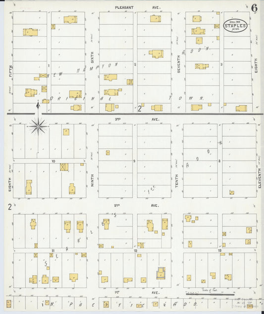 Sanborn Fire Insurance Map from Staples, Todd County, Minnesota (1904), Sheet #0006 - Historic Sanborn Fire Insurance Map Print, vintage old map wall art, antique decor, genealogy gift, Minnesota Minnesota map