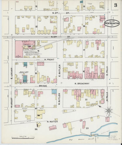 Sanborn Fire Insurance Map from New Brighton, Beaver County, Pennsylvania (1891), Sheet #0003 - Complete Map Set gallery image, historic Sanborn map, vintage wall art, Pennsylvania Pennsylvania