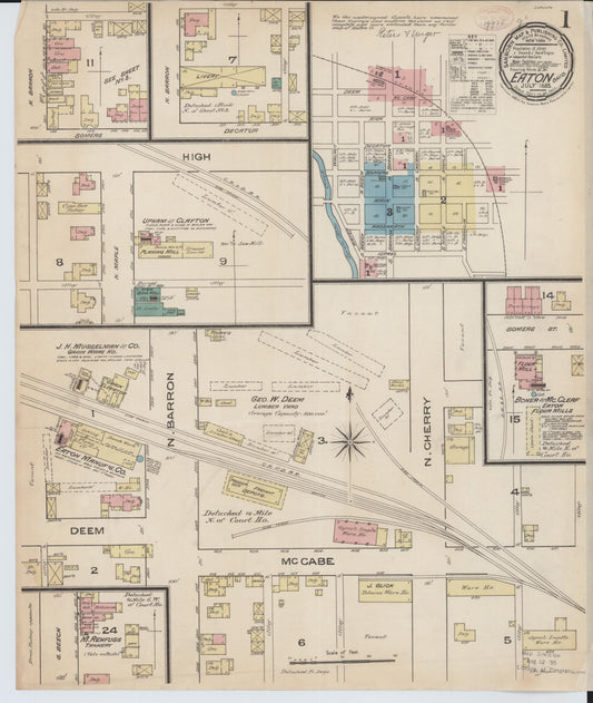 Sanborn Fire Insurance Map from Eaton, Preble County, Ohio (1885), Sheet #0001 - Complete Map Set gallery image, historic Sanborn map, vintage wall art, Ohio Ohio