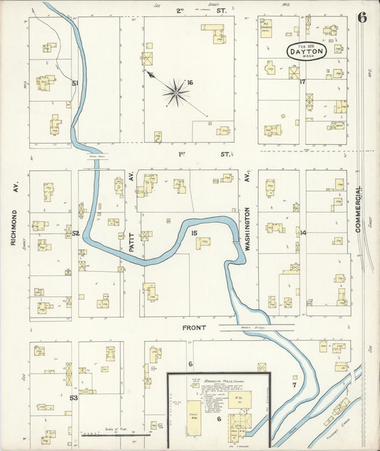 Sanborn Fire Insurance Map from Dayton, Columbia County, Washington (1891), Sheet #0006 - Historic Sanborn Fire Insurance Map Print, vintage old map wall art, antique decor, genealogy gift, Washington Washington map