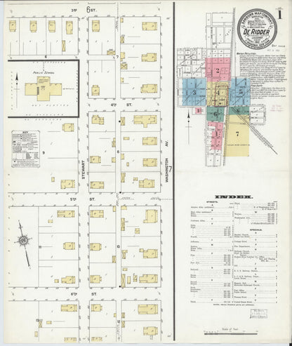 Sanborn Fire Insurance Map from De Ridder, Beauregard Parish, Louisiana (1912), Sheet #0001 - Complete Map Set gallery image, historic Sanborn map, vintage wall art, Louisiana Louisiana
