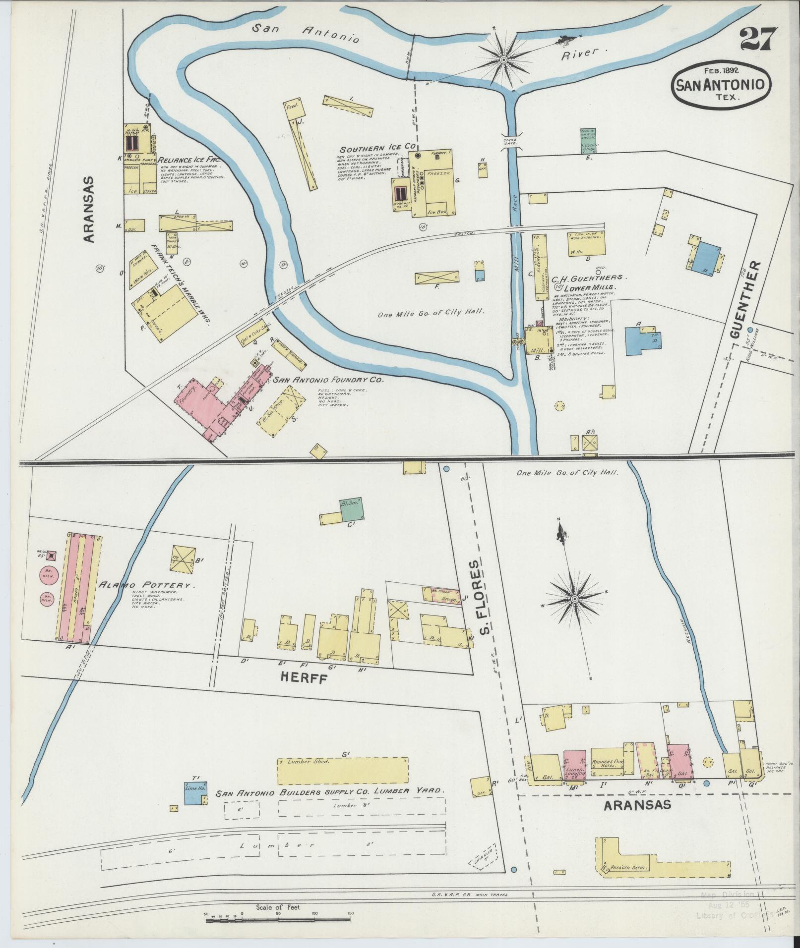 Sanborn Fire Insurance Map from San Antonio, Bexar County, Texas. (1892), Sheet 27 – Historic Sanborn Fire Insurance Map Print