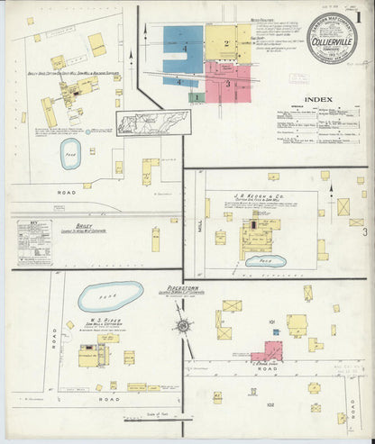 Sanborn Fire Insurance Map from Collierville, Shelby County, Tennessee (1913), Sheet #0001 - Complete Map Set gallery image, historic Sanborn map, vintage wall art, Tennessee Tennessee