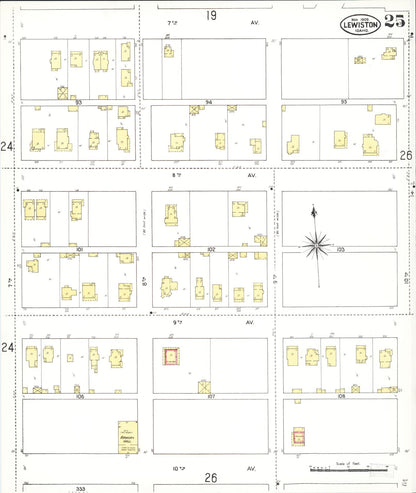 Sanborn Fire Insurance Map from Lewiston, Nez Perce County, Idaho (1909), Sheet #0025 - Complete Map Set gallery image, historic Sanborn map, vintage wall art, Idaho Idaho