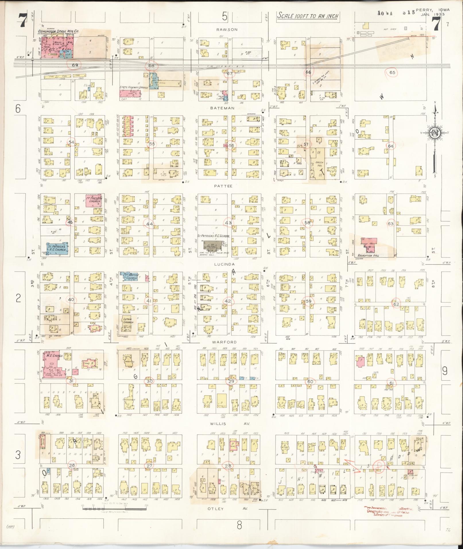 Sanborn Fire Insurance Map from Perry, Dallas County, Iowa (1947), Sheet #0007 - Historic Sanborn Fire Insurance Map Print, vintage old map wall art