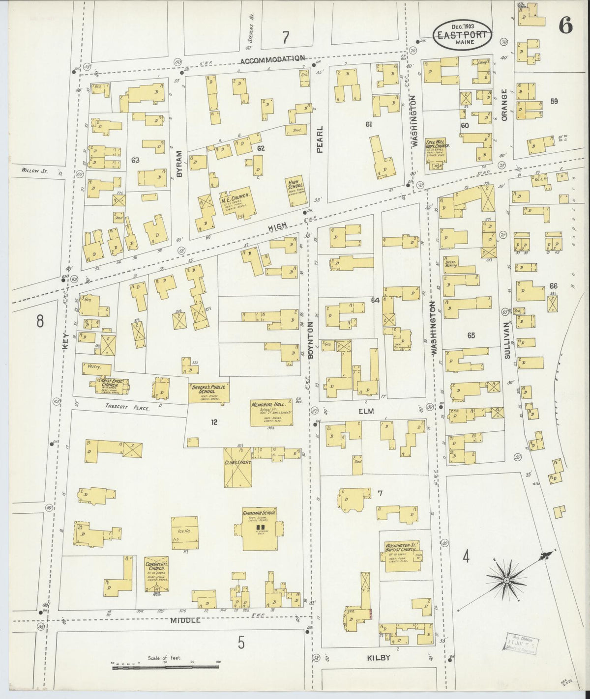 Sanborn Fire Insurance Map from Eastport, Washington County, Maine (1903), Sheet #0006 - Complete Map Set gallery image, historic Sanborn map, vintage wall art, Maine Maine