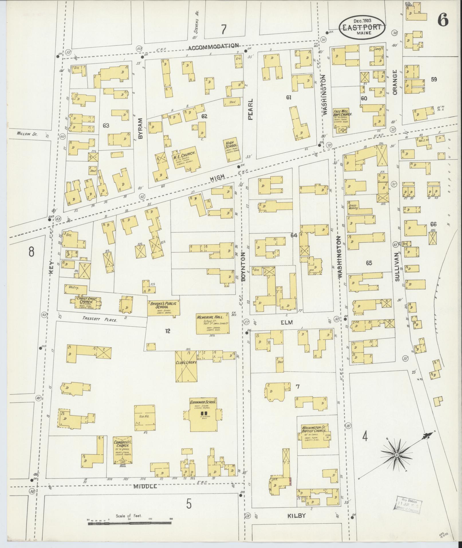 Sanborn Fire Insurance Map from Eastport, Washington County, Maine (1903), Sheet #0006 - Complete Map Set gallery image, historic Sanborn map, vintage wall art, Maine Maine