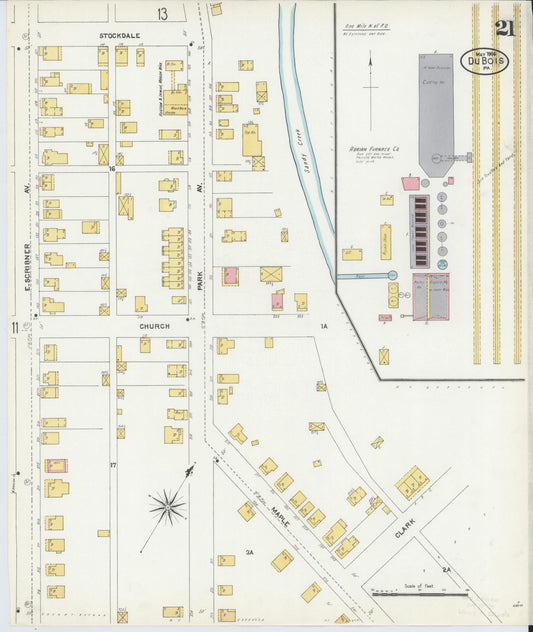 Sanborn Fire Insurance Map from Du Bois, Clearfield County, Pennsylvania (1906), Sheet #0021 - Historic Sanborn Fire Insurance Map Print, vintage old map wall art, antique decor, genealogy gift, Pennsylvania Pennsylvania map